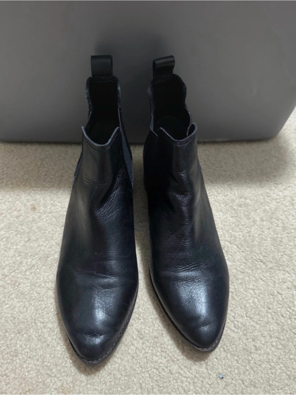 Lucky Brand Black Leather Pointed Chelsea Ankle Boots